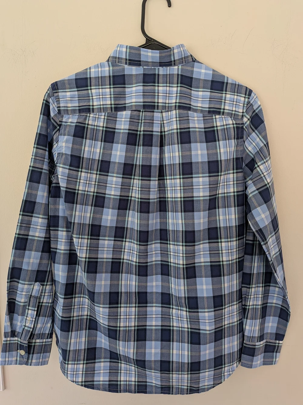 Ralph Lauren Boys L 14-16 Blue Plaid Button Down Shirt 100% Cotton Long Sleeve